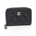 シャネル CHANEL クラシック ジップ コインパース マトラッセ コインケース 財布 キャビアスキン(グレインドカーフ) ブラック系 AP0216 【中古】