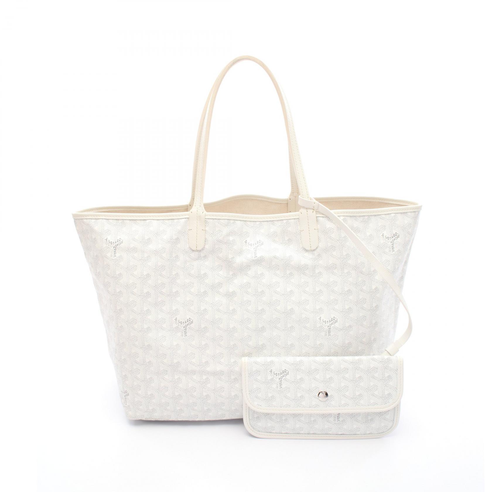 ゴヤール GOYARD サンルイPM トートバッグ バッグ PVCコーティングキャンバス レザー ホワイト系 AMA-LOUIS-PM 【中古】