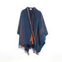 エルメス HERMES ロカバール ポンチョ 衣料品 アウター ウール カシミヤ ブルー系 / ブラウン系 【中古】