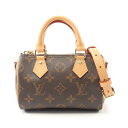ルイ・ヴィトン LOUIS VUITTON ナノスピーディ ハンドバッグ バッグ PVCコーティングキャンバス レザー モノグラム ブラウン系 M81085 【...