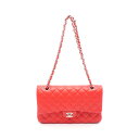 シャネル CHANEL マトラッセ Wフラップ ショルダーバッグ バッグ レザー レッド系 A01112 【中古】