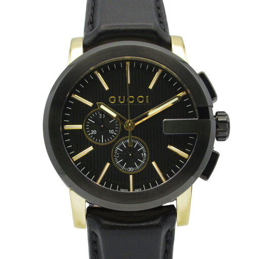 グッチ GUCCI Gクロノ 腕時計 時計 ステンレススチール GP(ゴールドメッキ) レザー ブラック系 YA101203 【中古】 グッチ GUCCI Gクロノ 腕時計 時計 ステンレススチール GP(ゴールドメッキ) レザー ブラック系 YA101203 【中古】