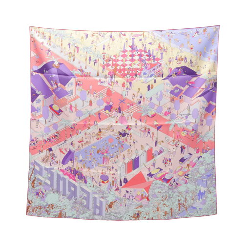 エルメス HERMES カレ90 ON THE BEACH スカーフ 衣料品 シルク シルク ピンク系 / マルチカラー 【中古】 エルメス HERMES カレ90 ON THE BEACH スカーフ 衣料品 シルク シルク ピンク系 / マルチカラー 【中古】