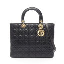 ディオール Dior レディディオール ラージ ハンドバッグ バッグ レザー ブラック系 【中古】