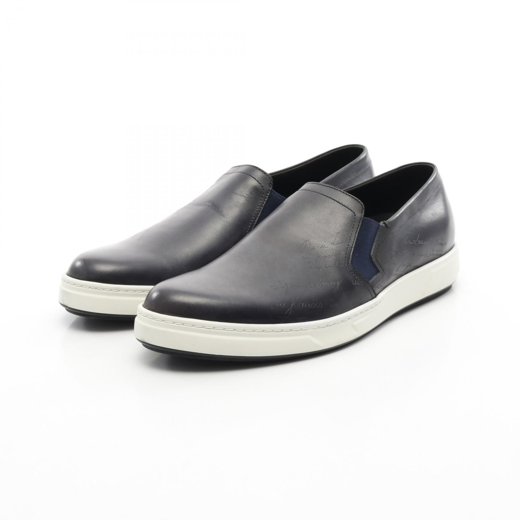 ベルルッティ Berluti スクリット スリッポン 靴 レザー ネイビー系 【中古】