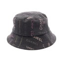 シャネル CHANEL クラッシャーデニムバケット ハット 帽子 コットン ブラック系 【中古】