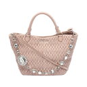ミュウ ミュウ Miu Miu ナッパ クリスタル マテラッセ ハンドバッグ バッグ レザー ピンク系 【中古】