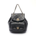 シャネル CHANEL マトラッセ リュックサック バックパック バッグ レザー ブラック系 AS2908 【中古】