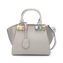フェンディ FENDI ミニ トロワジュール ハンドバッグ バッグ レザー グレー系 8BH333 【中古】