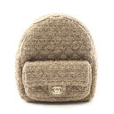 シャネル CHANEL マトラッセ リュックサック バックパック バッグ ファブリック レザー ベージュ系 AS0870 【中古】