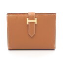エルメス HERMES ベアンコンパクト ゴールド 二つ折り財布 財布 ヴォーエプソン ヴォーエプソン ブラウン系 【中古】