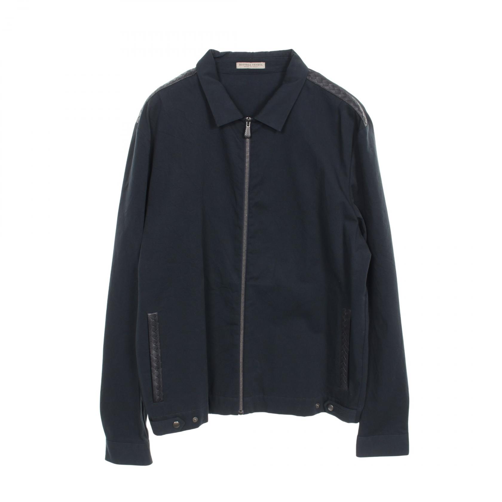 ボッテガヴェネタ BOTTEGA VENETA イントレチャート ブルゾン 衣料品 アウター レザー コットン ネイビー系 442946 VZN54 【中古】