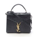 サンローラン SAINT LAURENT カサンドラ ハンドバッグ バッグ レザー ブラック系 623930 【中古】