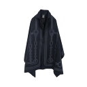 エルメス HERMES トロンプルイユ コーチングストール ポンチョ 衣料品 アウター カシミヤ ネイビー系 H774198S 【中古】