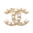 シャネル CHANEL ココマーク ブローチ アクセサリー GP(ゴールドメッキ) フェイクパール / ラインストーン ゴールド系 【中古】