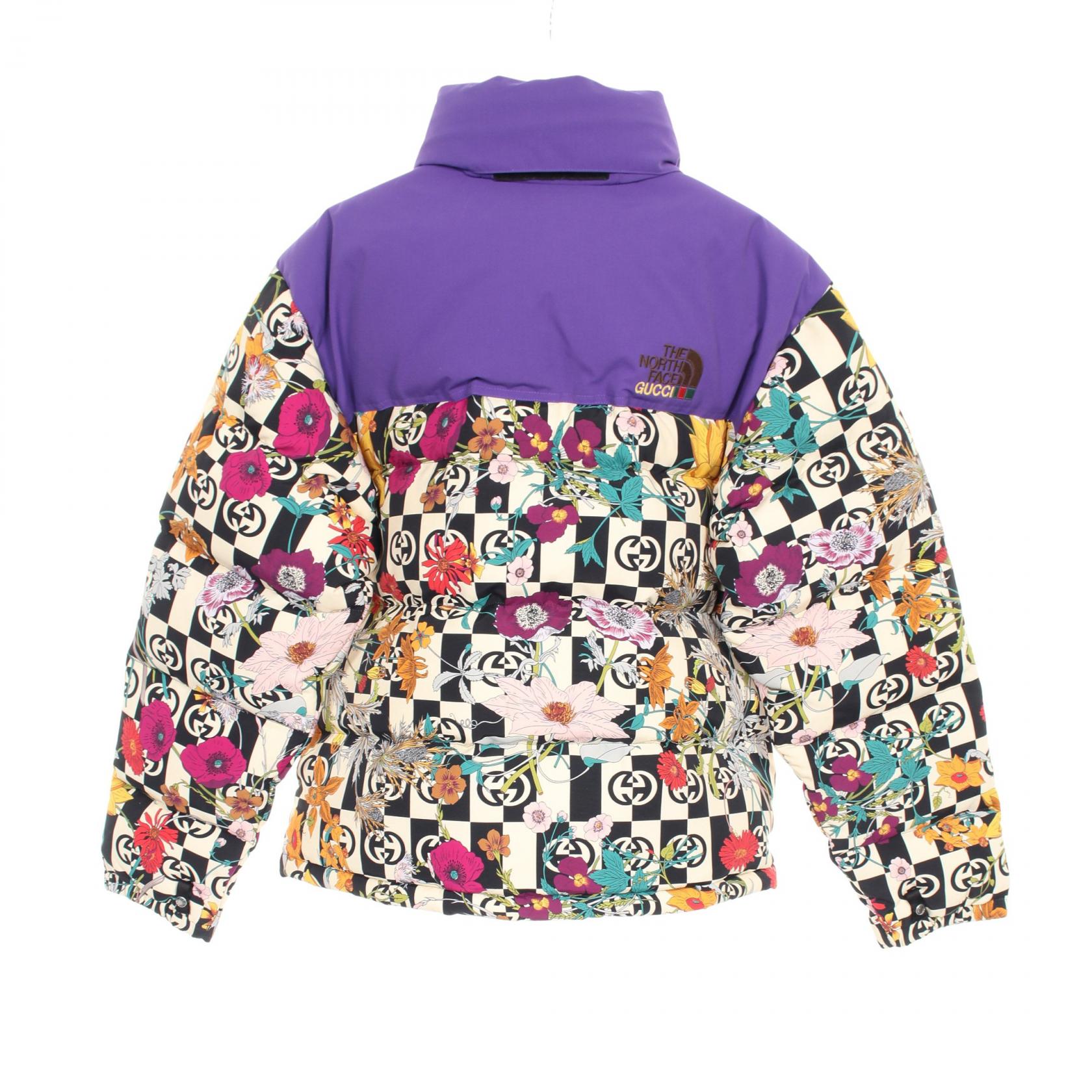 グッチ GUCCI GUCCI × THE NORTH FACE フローラル ダウンジャケット 衣料品 アウター ナイロン ホワイト系 / ブラック系 / マルチカラー 663757 【中古】