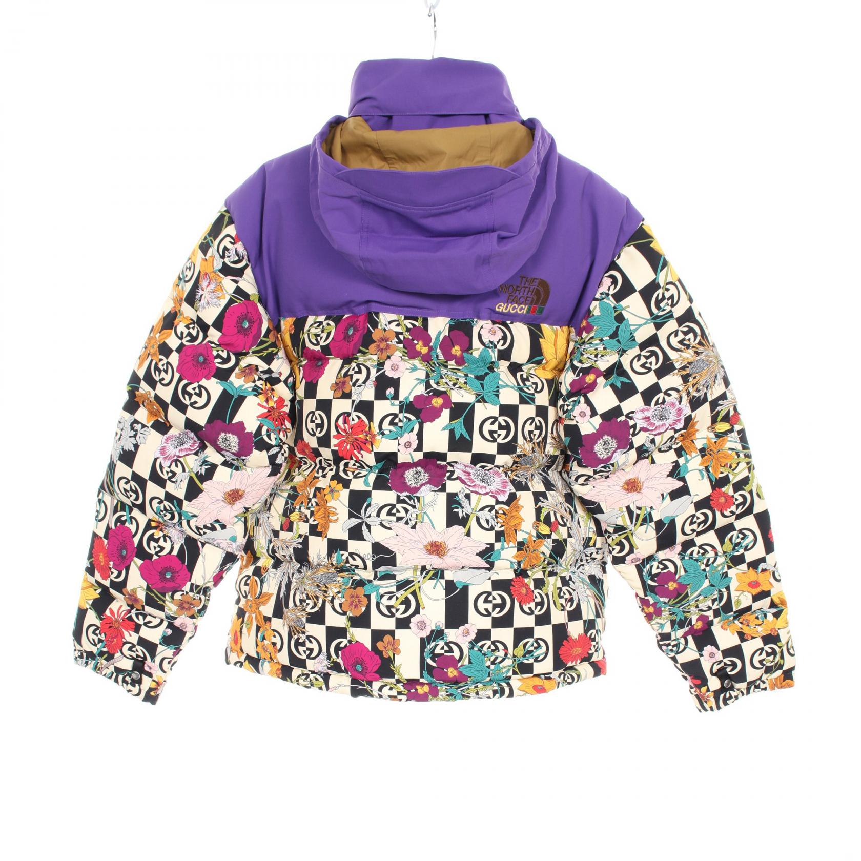 グッチ GUCCI GUCCI × THE NORTH FACE フローラル ダウンジャケット 衣料品 アウター ナイロン ホワイト系 / ブラック系 / マルチカラー 663757 【中古】