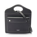 バーバリー BURBERRY ミニ トップステッチ ハンドバッグ バッグ レザー ブラック系 【中古】