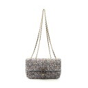 シャネル CHANEL ココマーク ショルダーバッグ バッグ ファブリック レザー グレー系 【中古】