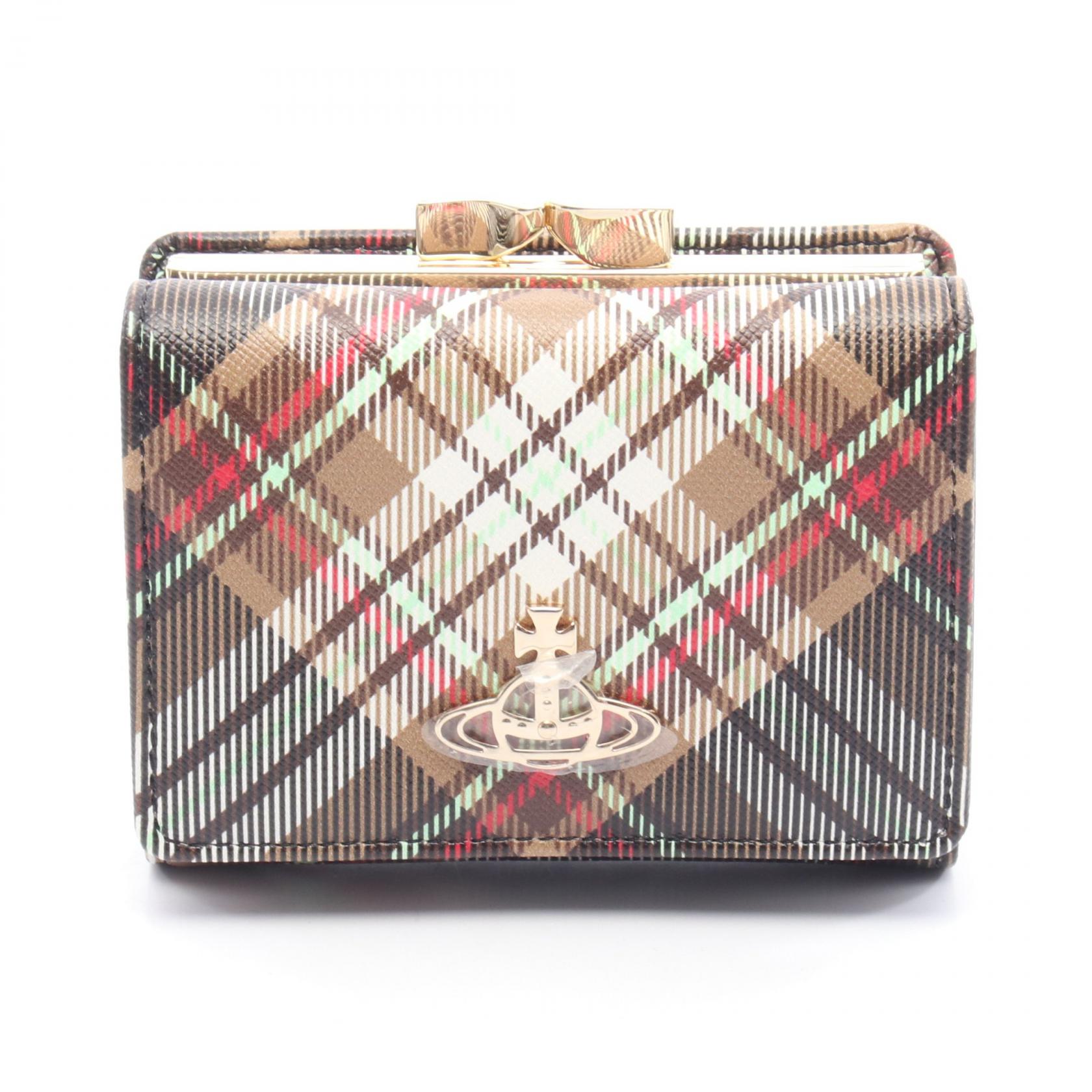 ヴィヴィアンウエストウッド Vivienne Westwood SMALL FRAME WALLET オーブ 三つ折り財布 財布 PVCコーティングキャンバス ブラウン系 / マルチカラー 51010018US001KD101 【新品】