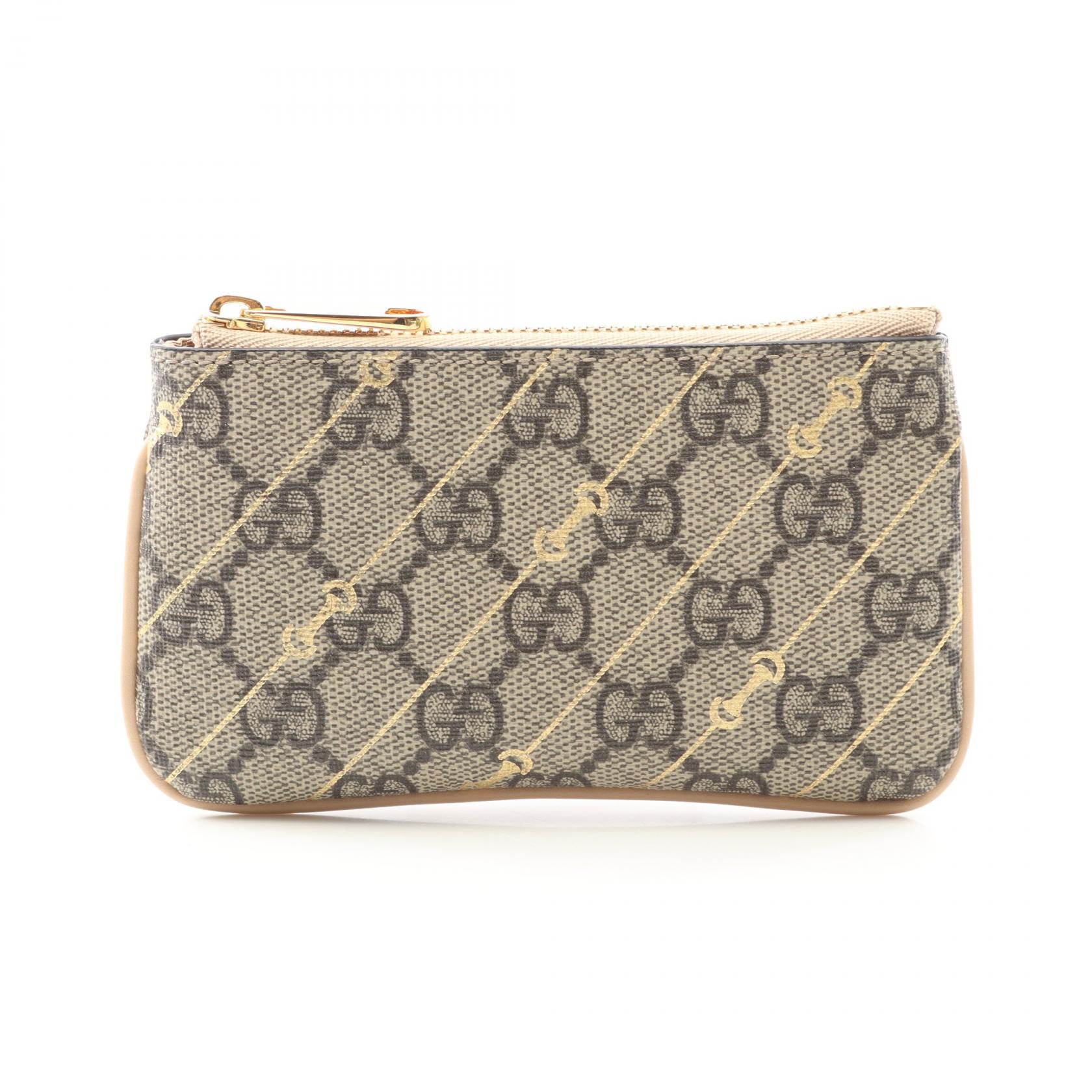 グッチ GUCCI ホースビット GGスプリーム コインケース 財布 レザー PVC ベージュ系 774340 【中古】