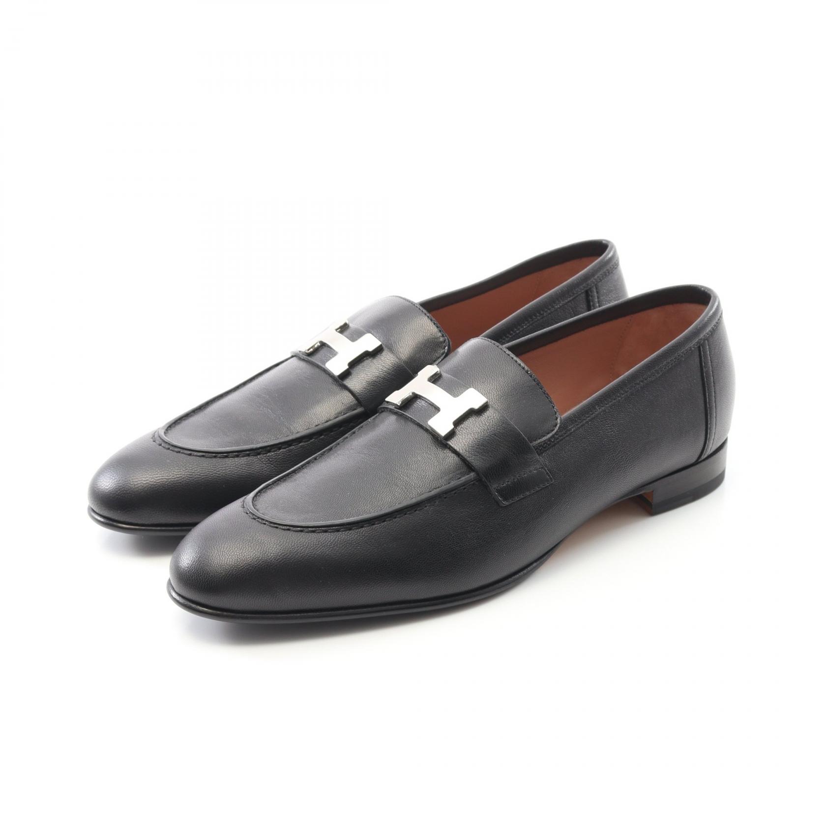 エルメス HERMES モカシン パリ ローファー 靴 レザー シェーブル シェーブル ブラック系 【中古】