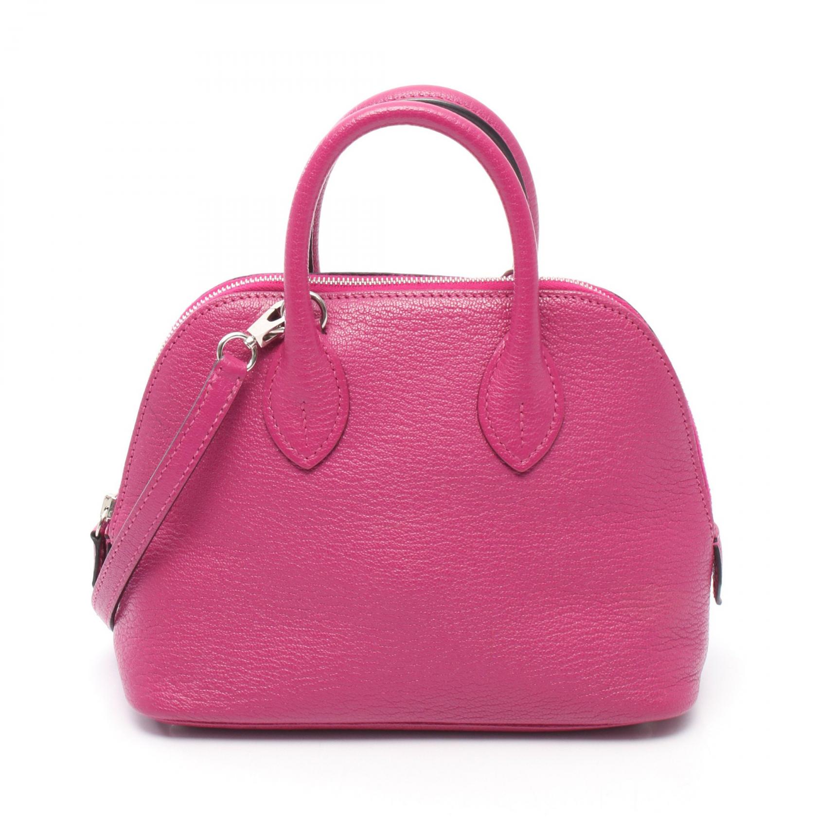 エルメス HERMES ボリード1923 ミニ ハンドバッグ バッグ レザー シェーブル シェーブル ピンク系 【中..