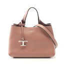 トッズ TOD'S Tタイムレス マイクロ ハンドバッグ バッグ レザー ピンク系 【中古】