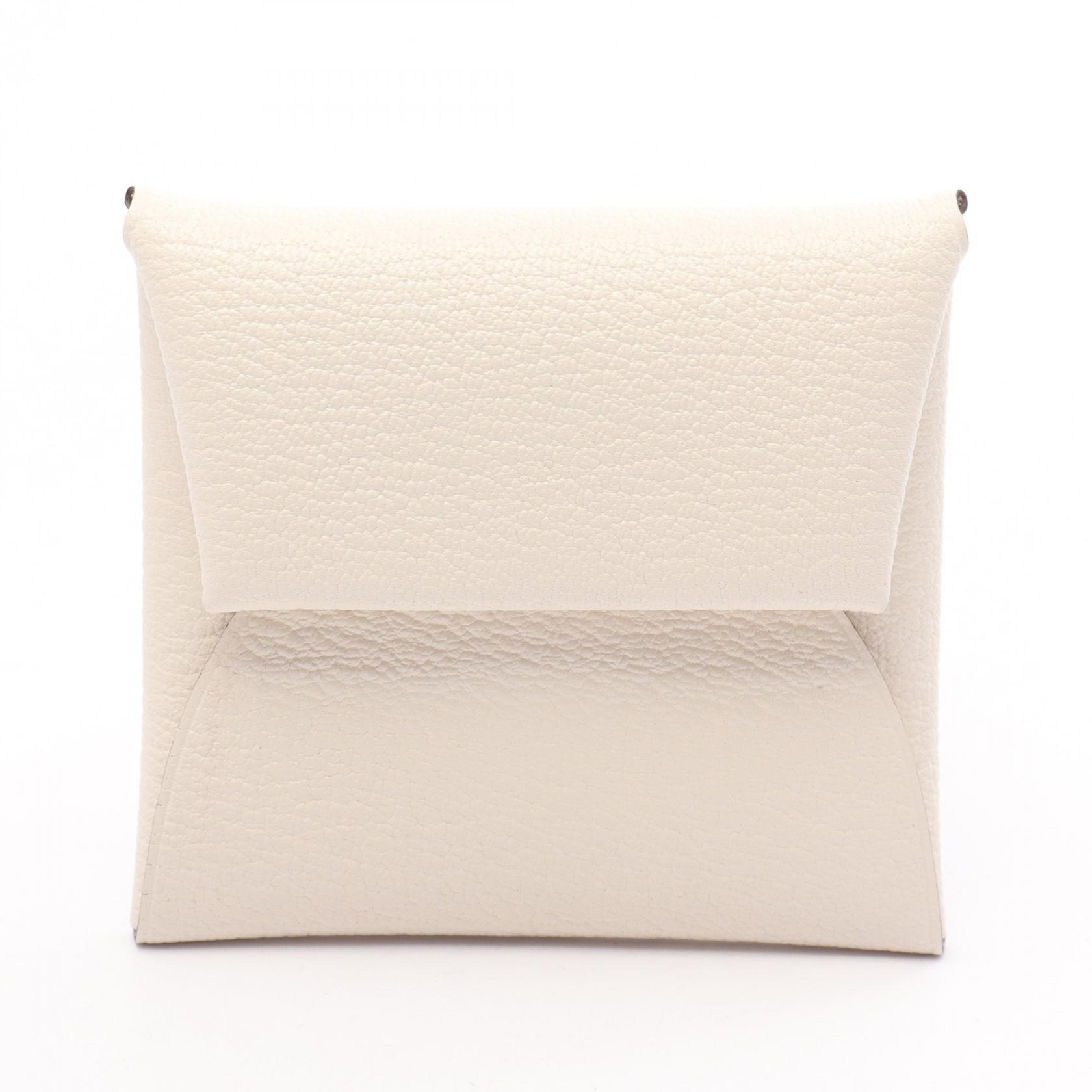 エルメス HERMES バスティア コインケース 財布 レザー シェーブル シェーブル ホワイト系 【中古】