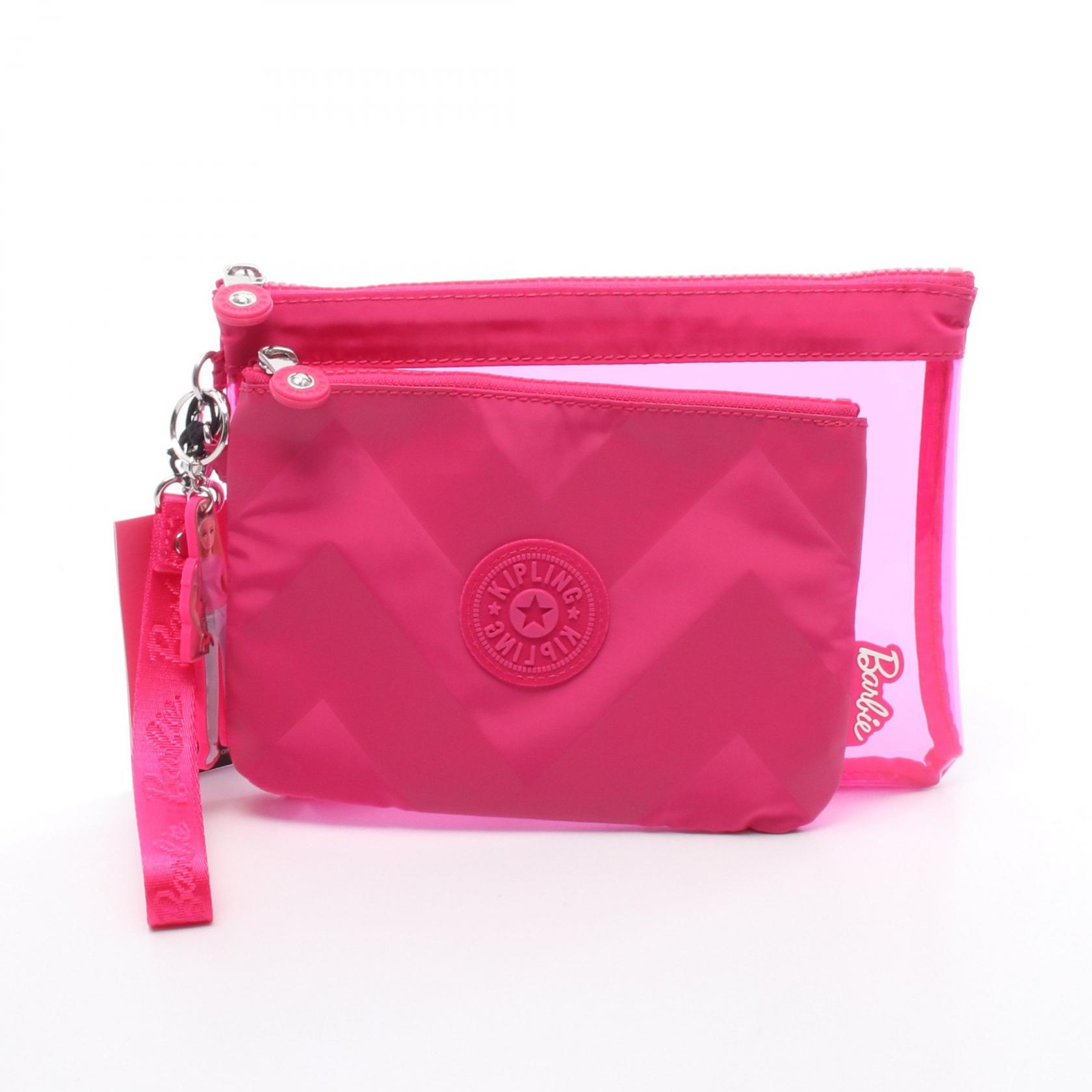 キプリング Kipling kipling × Barbie DUO ポーチ バッグ ナイロン ビニール ピンク系 I3926-BA9 【新品】