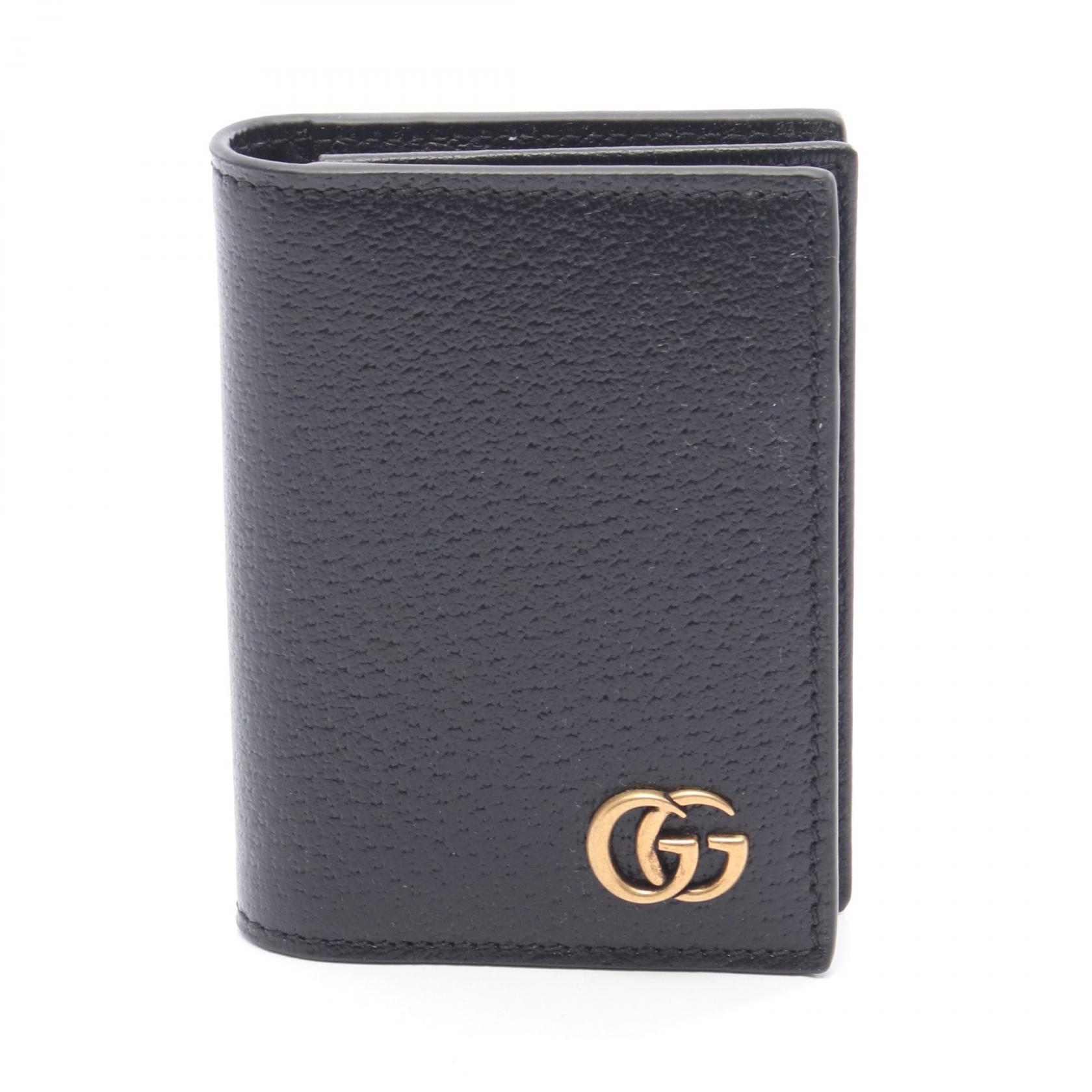 グッチ GUCCI GGマーモント カードケース アクセサリー レザー ブラック系 428737DJ20T1000 【中古】