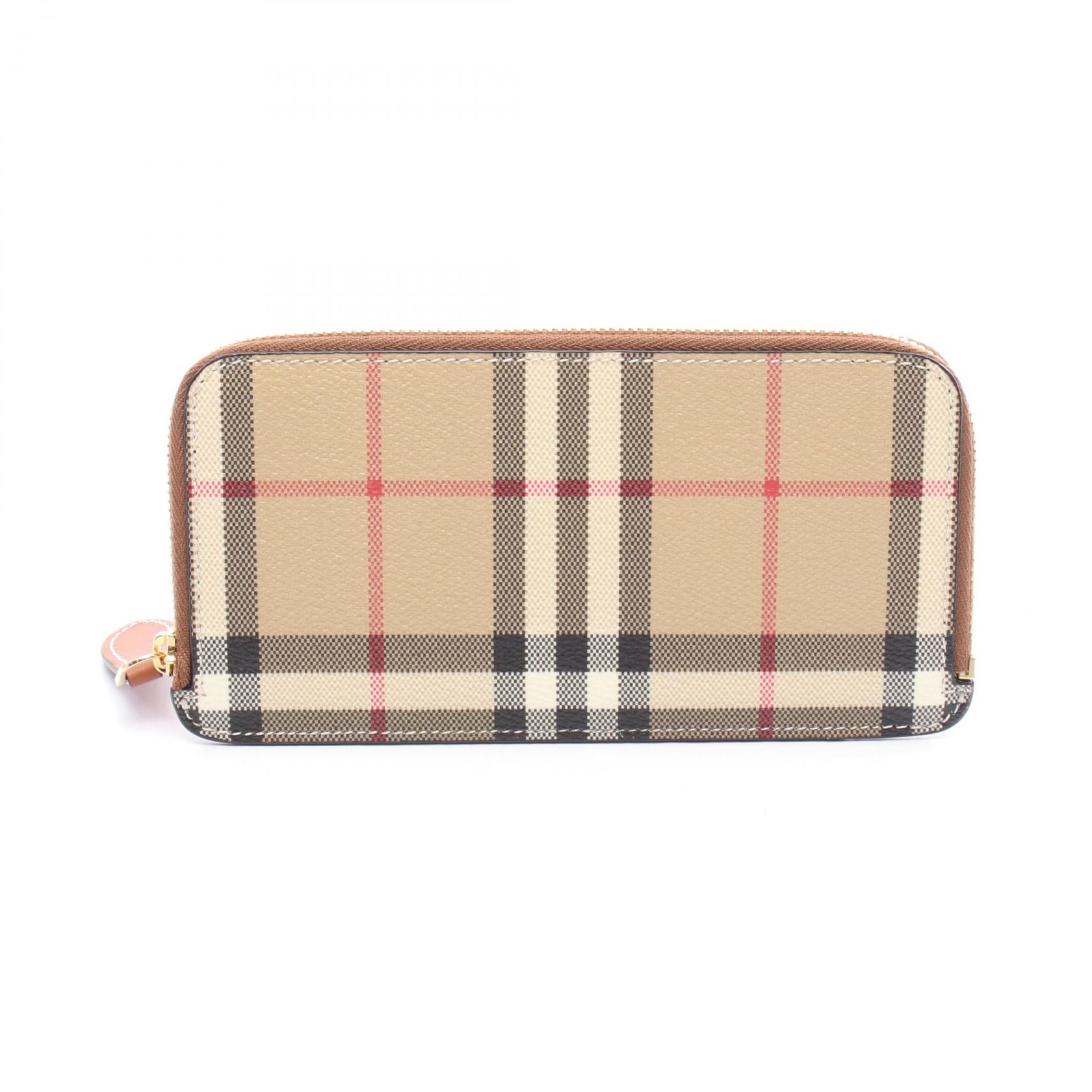 バーバリー BURBERRY ロング コインケース 財布 レザー PVC ベージュ系 / ブラウン系 / マルチカラー 8094447 【中古】