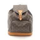 ルイ・ヴィトン LOUIS VUITTON モンスリGM リュックサック バックパック バッグ PVCコーティングキャンバス レザー モノグラム ブラウン系 M51135 【中古】