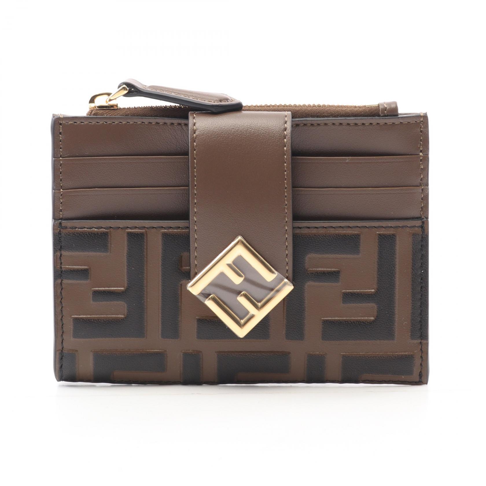 フェンディ FENDI FFダイヤモンド ジップカードケース ズッカ カードケース アクセサリー レザー ブラウン系 / ブラック系 8M0507ADYMF13VK 【中古】