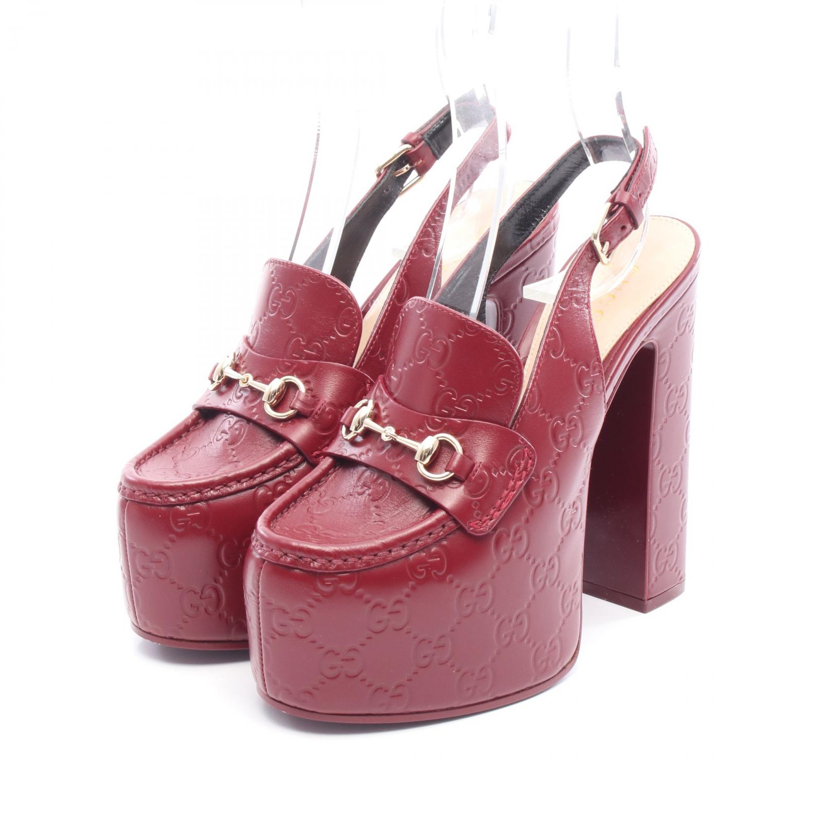 グッチ GUCCI ホースビット ローファー グッチシマ パンプス 靴 レザー ボルドー系 【中古】のサムネイル