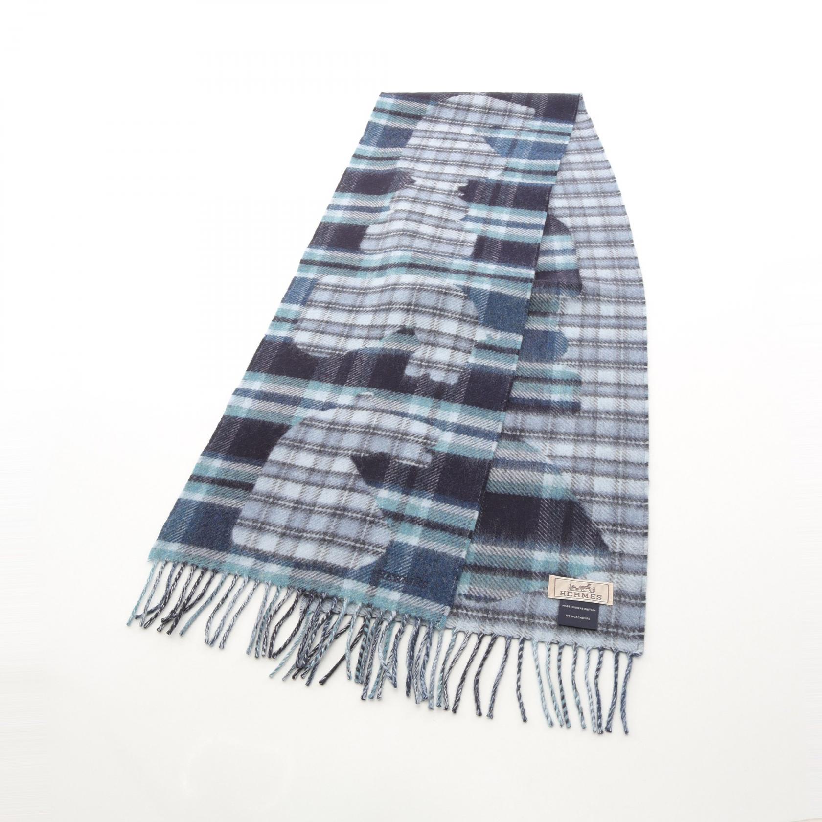 エルメス HERMES マフラー 衣料品 カシミヤ ブルー系 【中古】