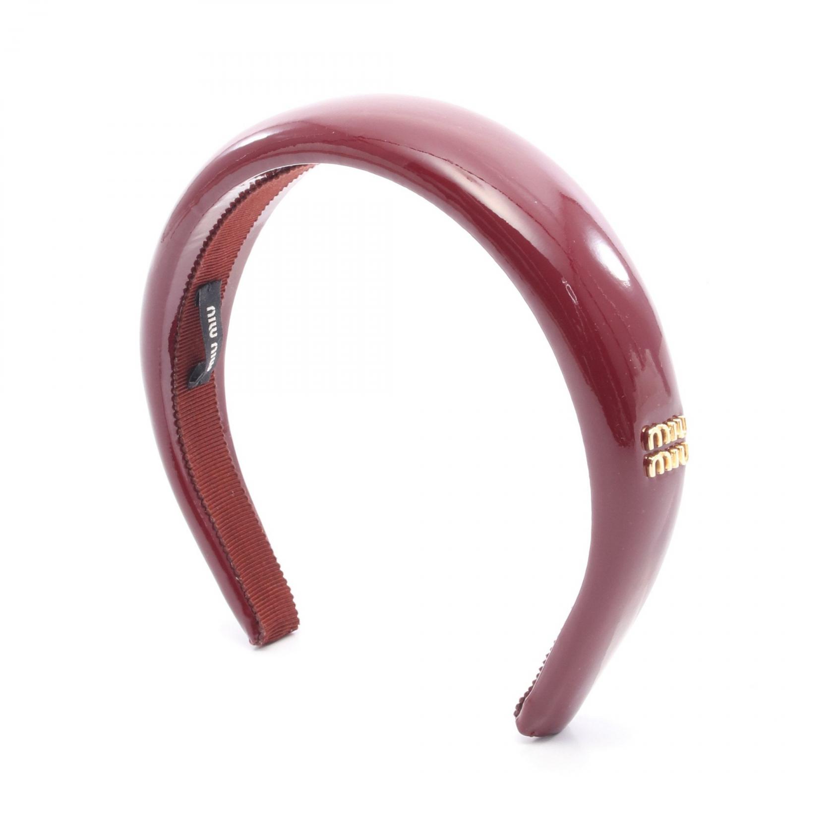 ミュウ ミュウ Miu Miu TYRIAN PURPLE LEATHER HEADBAND 衣料品 エナメルレザー ボルドー系 5IH025069F0D27 【中古】