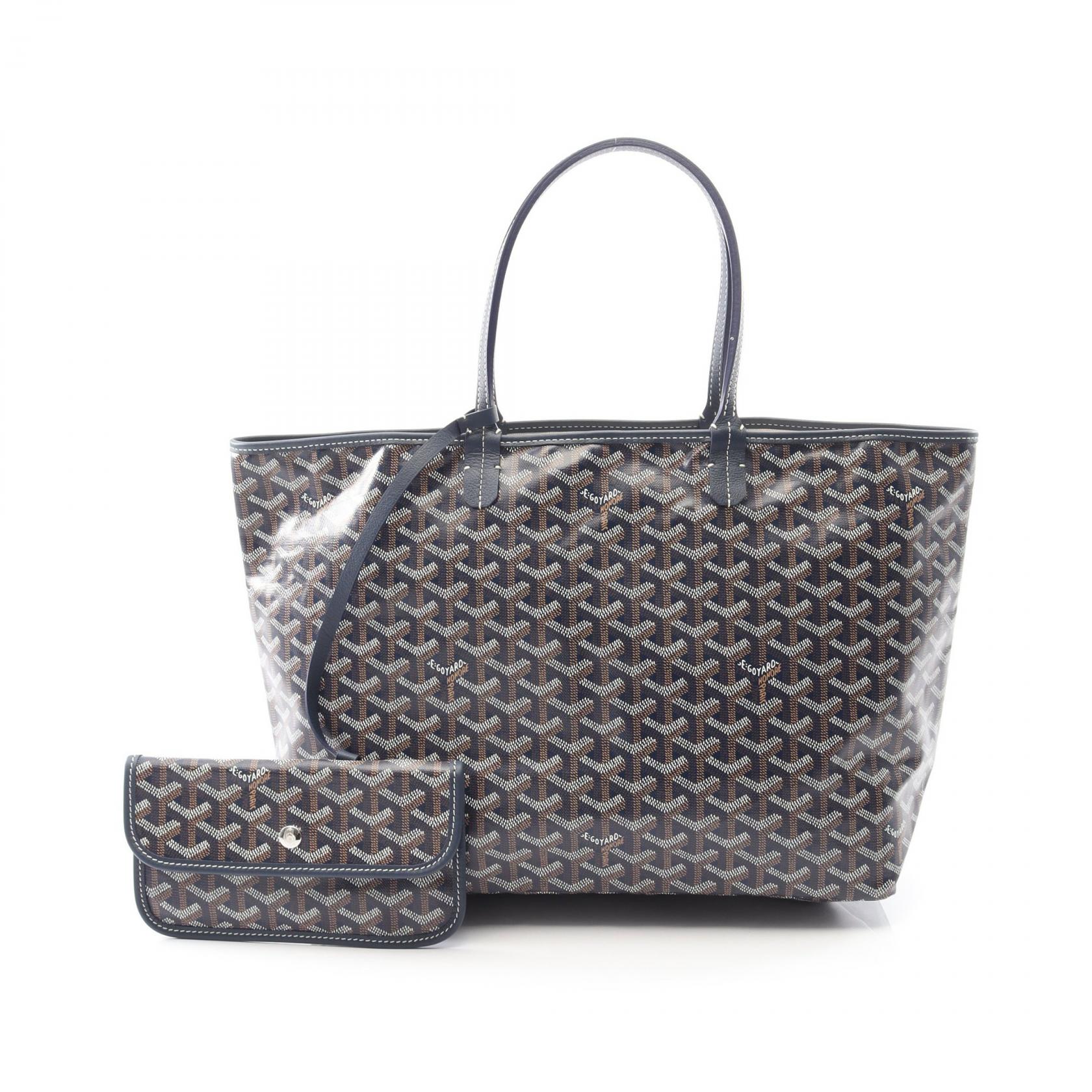 ゴヤール GOYARD サンルイPM トートバッグ バッグ PVCコーティングキャンバス レザー ネイビー系 / マルチカラー STLOUIPMLTY07CL07P 【中古】