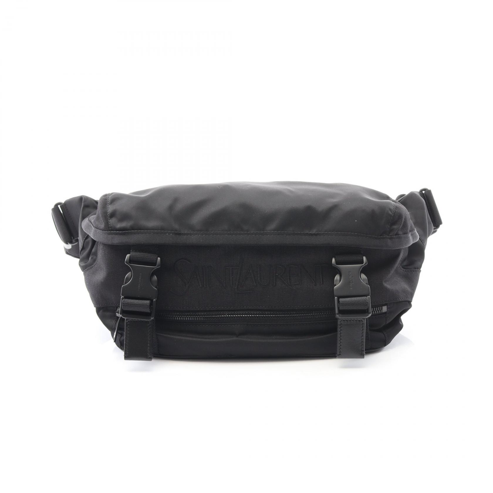 サンローランパリ SAINT LAURENT PARIS エンブロイダリー クロスウエストバッグ ウエストバッグ ボディバッグ バッグ キャンバス ナイロン ブラック系 758258 【新品】