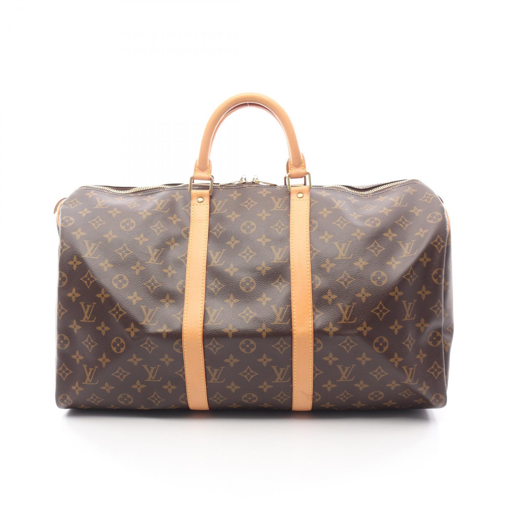ルイ・ヴィトン LOUIS VUITTON キーポル50 ボストンバッグ バッグ PVCコーティングキャンバス レザー モノグラム ブラウン系 M41426 【中古】