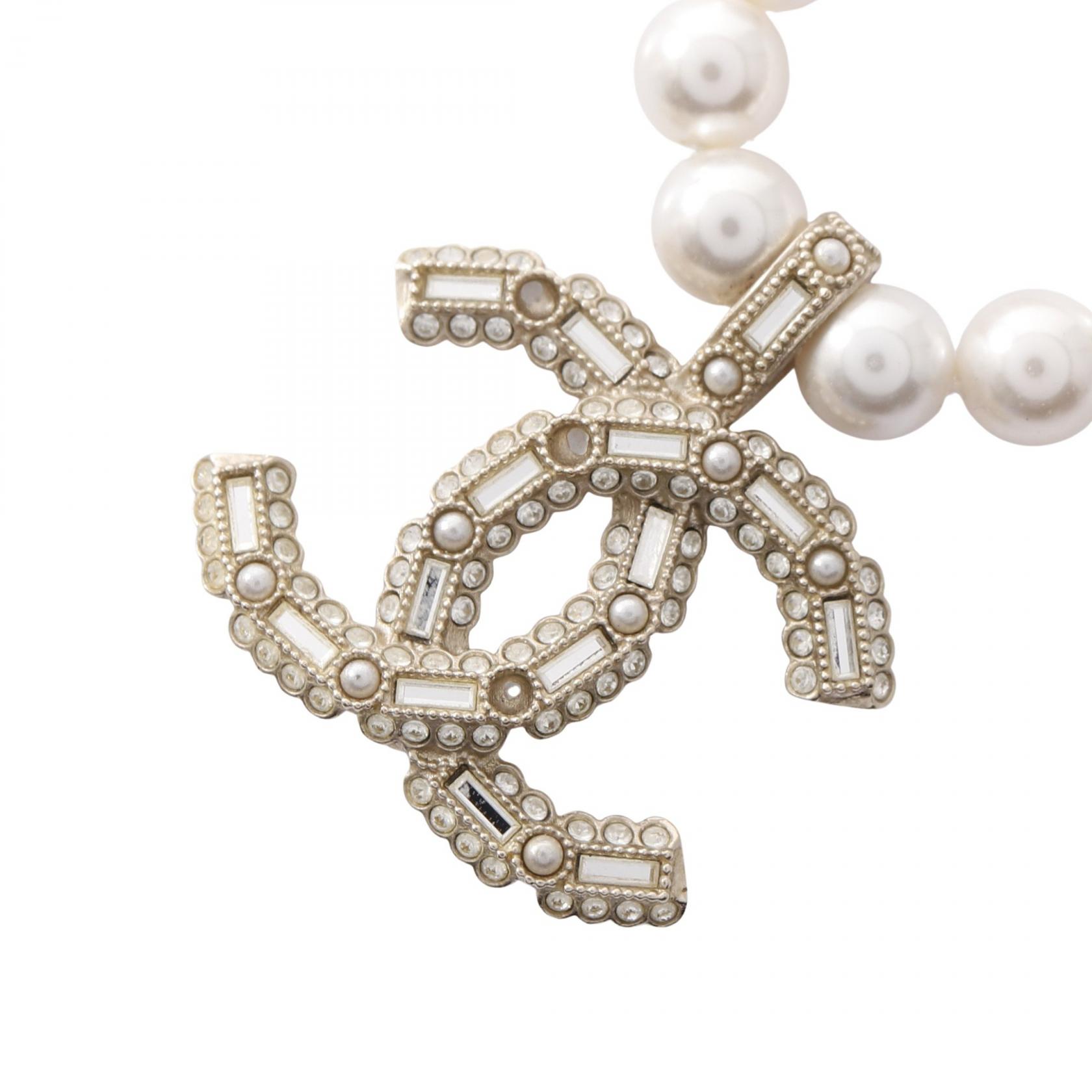シャネル CHANEL ココマーク チョーカー アクセサリー GP（ゴールドメッキ） フェイクパール / ラインストーン ホワイト系 / ゴールド系 / クリア系 AB9711 【中古】