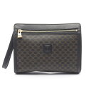セリーヌ CELINE マカダム セカンドバッグ クラッチバッグ バッグ PVCコーティングキャンバス レザー ブラック系 / ブラウン系 【中古】