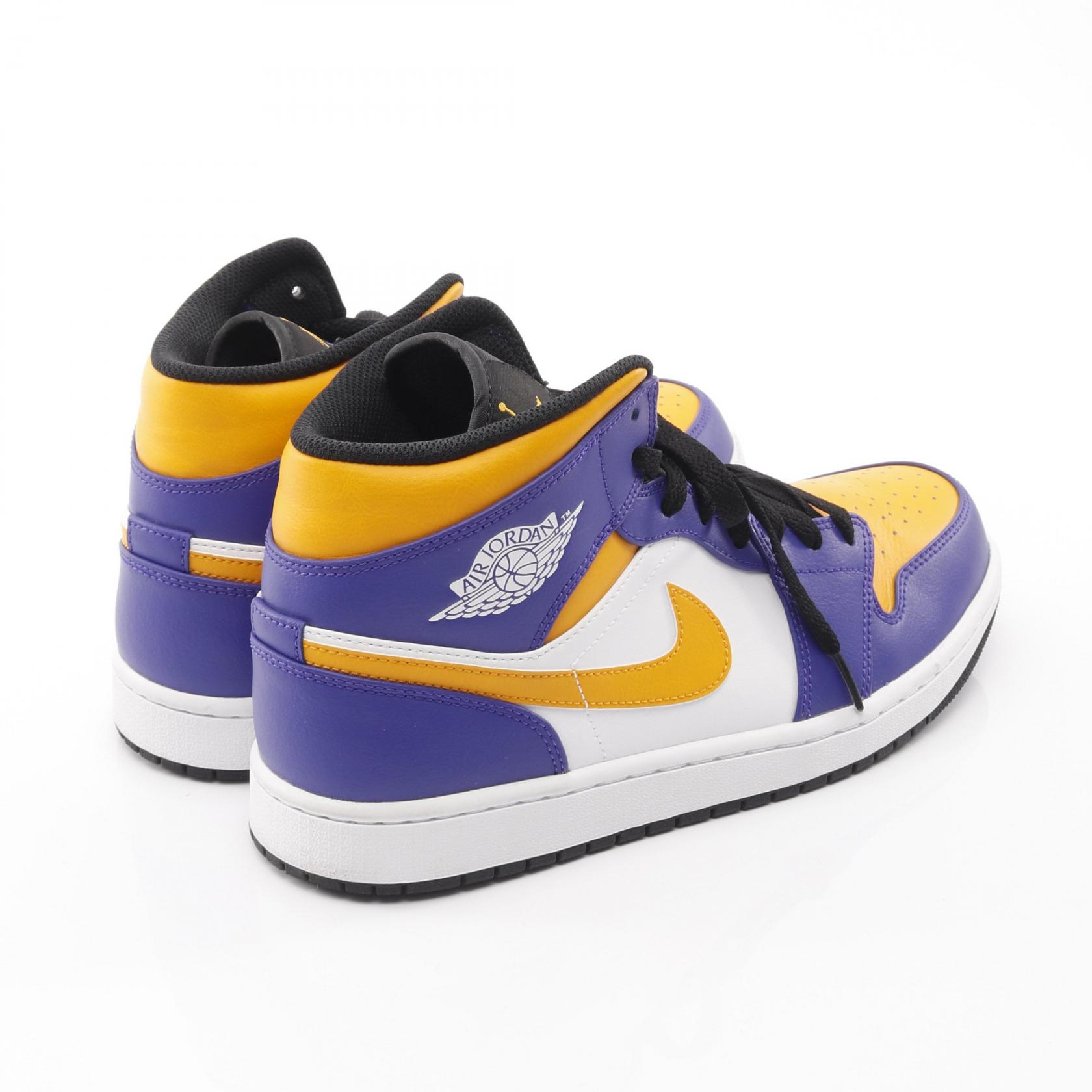 ナイキ NIKE AIR JORDAN 1 MID LAKERS スニーカー 靴 レザー パープル系 / マルチカラー DQ8426-517 【中古】