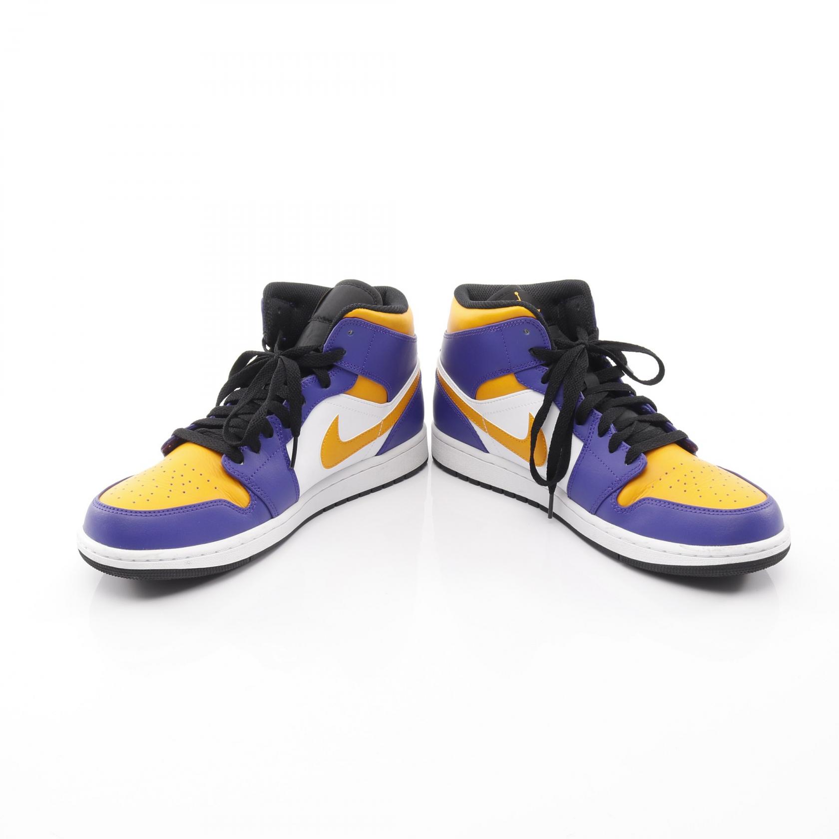 ナイキ NIKE AIR JORDAN 1 MID LAKERS スニーカー 靴 レザー パープル系 / マルチカラー DQ8426-517 【中古】