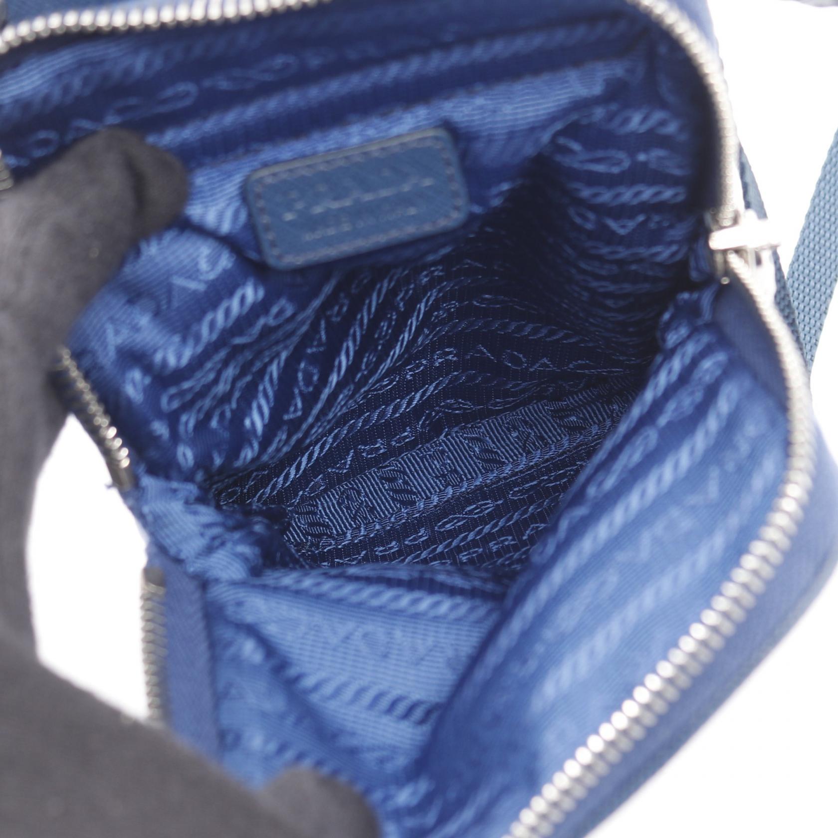 プラダ PRADA TESSUTO ショルダーバッグ バッグ ナイロン サフィアーノレザー ブルー系 2ZT012 【中古】