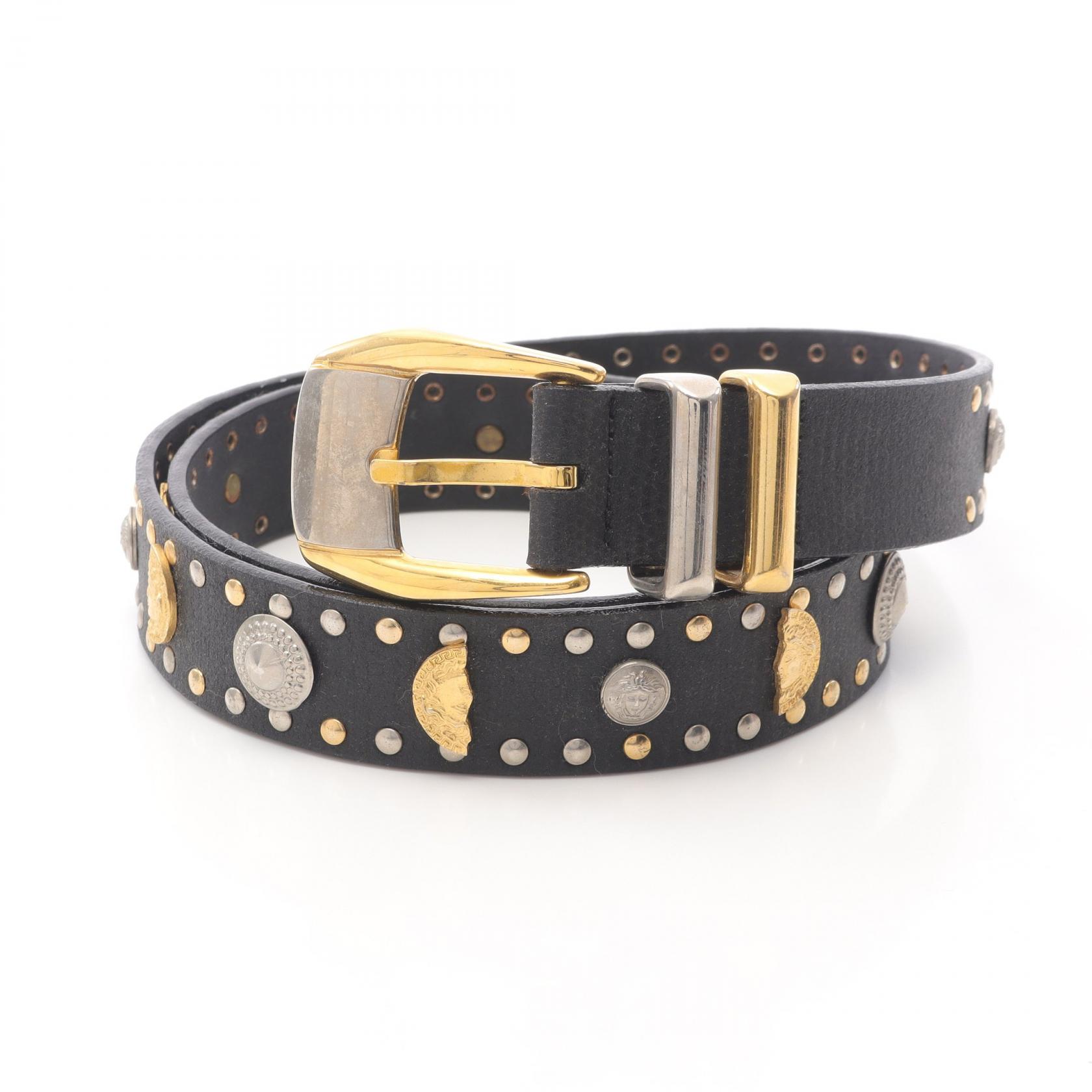 ヴェルサーチ VERSACE メデューサ ベルト 衣料品 レザー ブラック系 【中古】