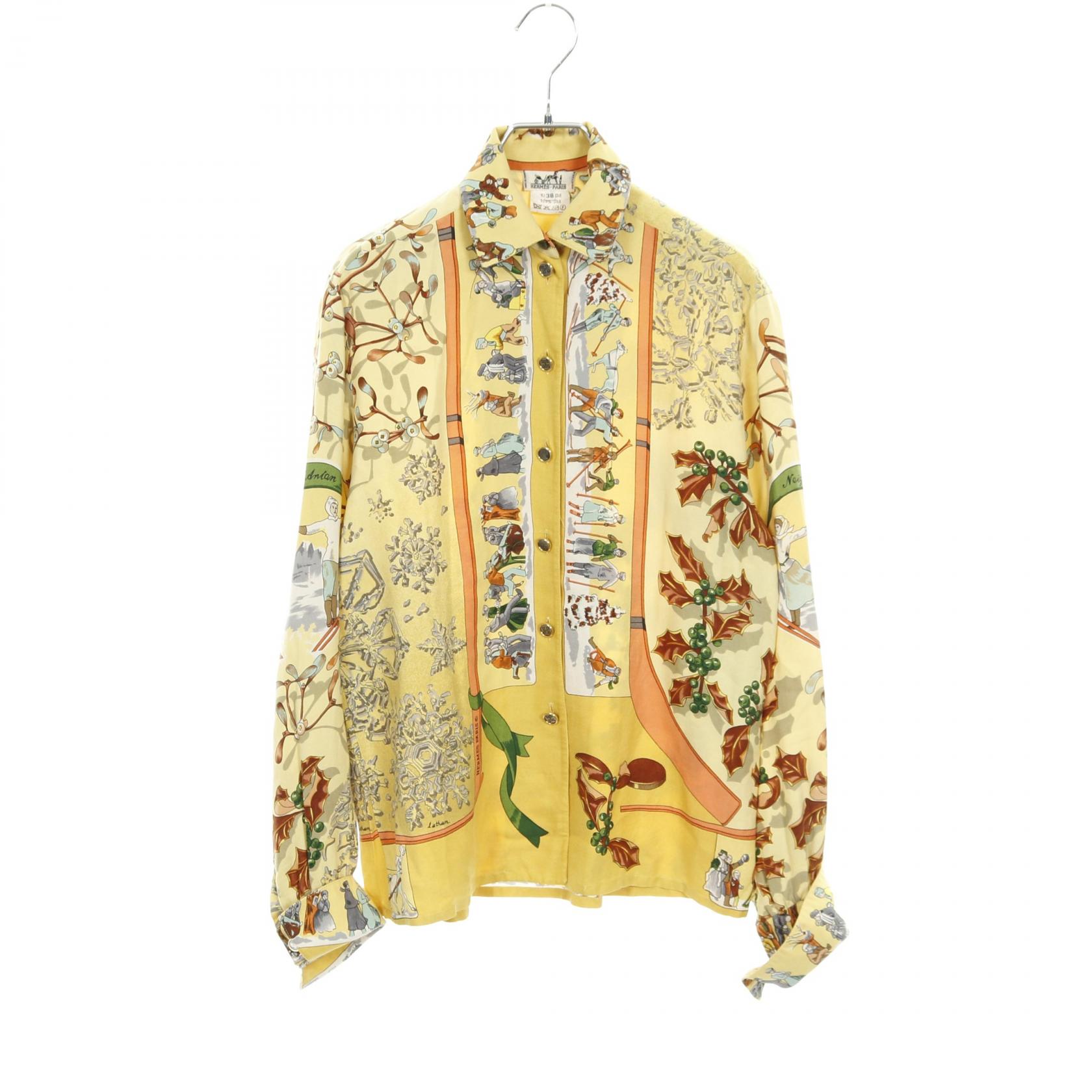 エルメス HERMES 衣料品 トップス シルク シルク イエロー系 / マルチカラー 【中古】