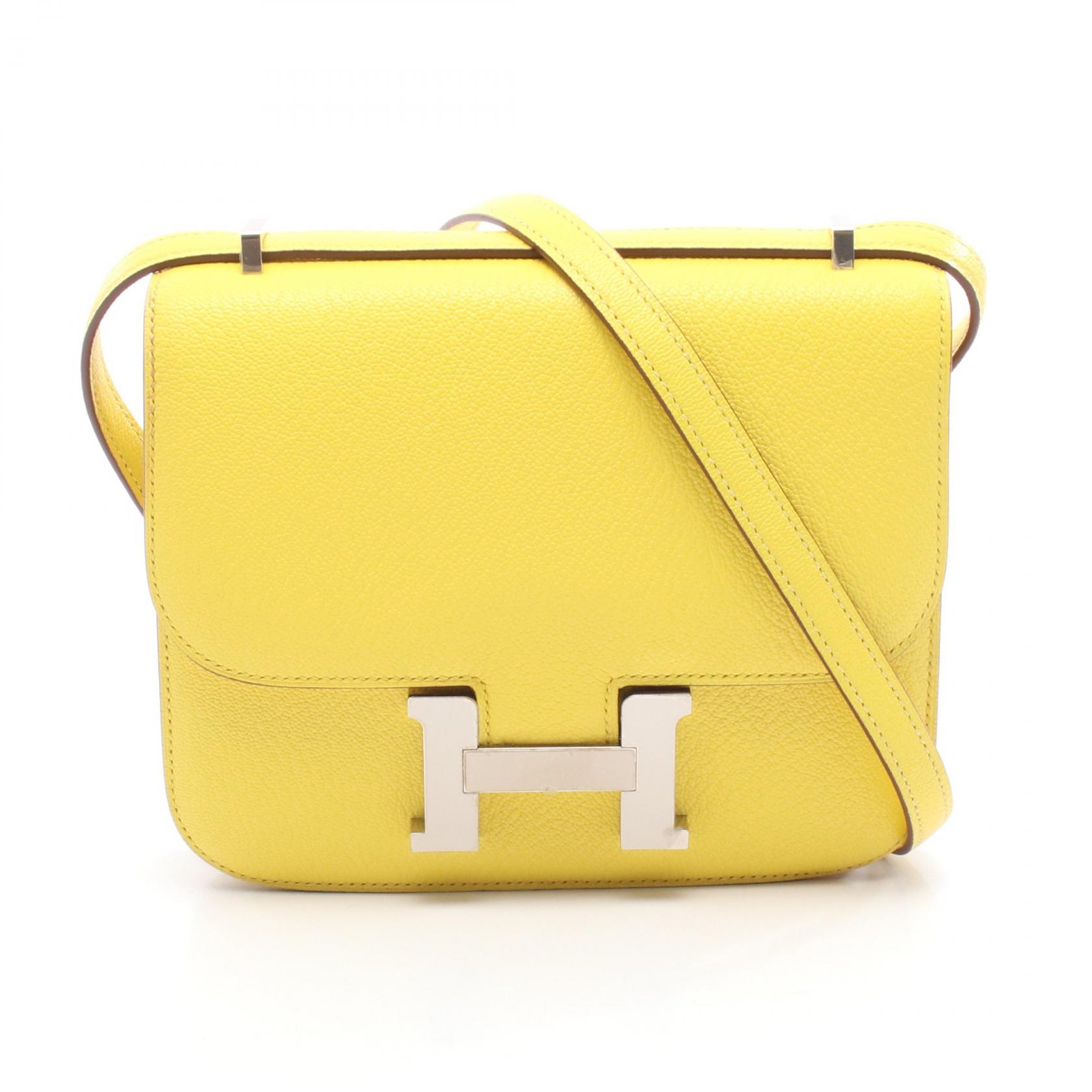 エルメス HERMES コンスタンス3 ミニ ジョーヌナプル ショルダーバッグ バッグ シェーブル シェーブル ..