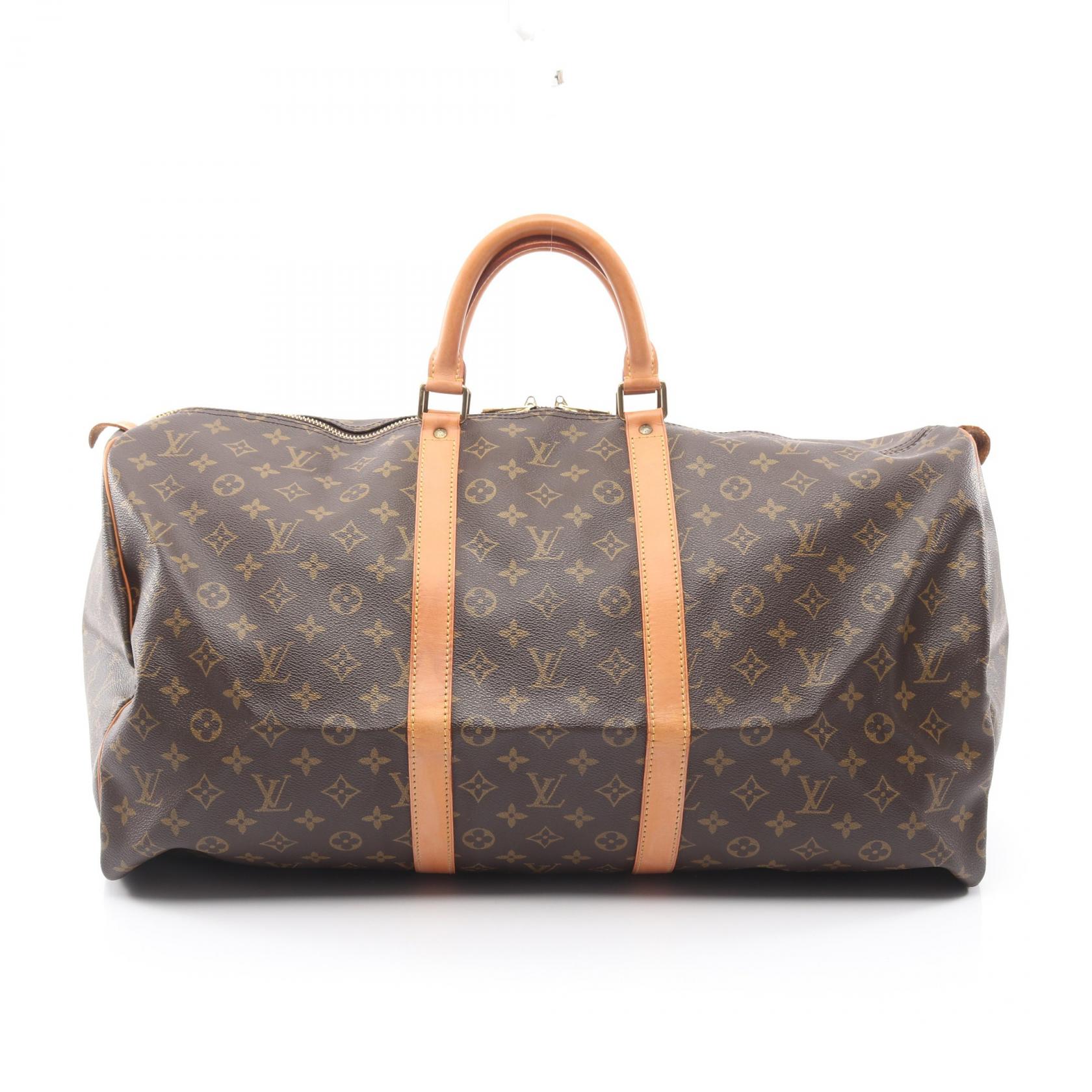 【10%OFFクーポン対象×P3倍 5/1 0時〜5/7 9:59】ルイ・ヴィトン LOUIS VUITTON キーポル55 ボストンバッグ バッグ PVCコーティングキャンバス レザー モノグラム ブラウン系 M41424 【中古】