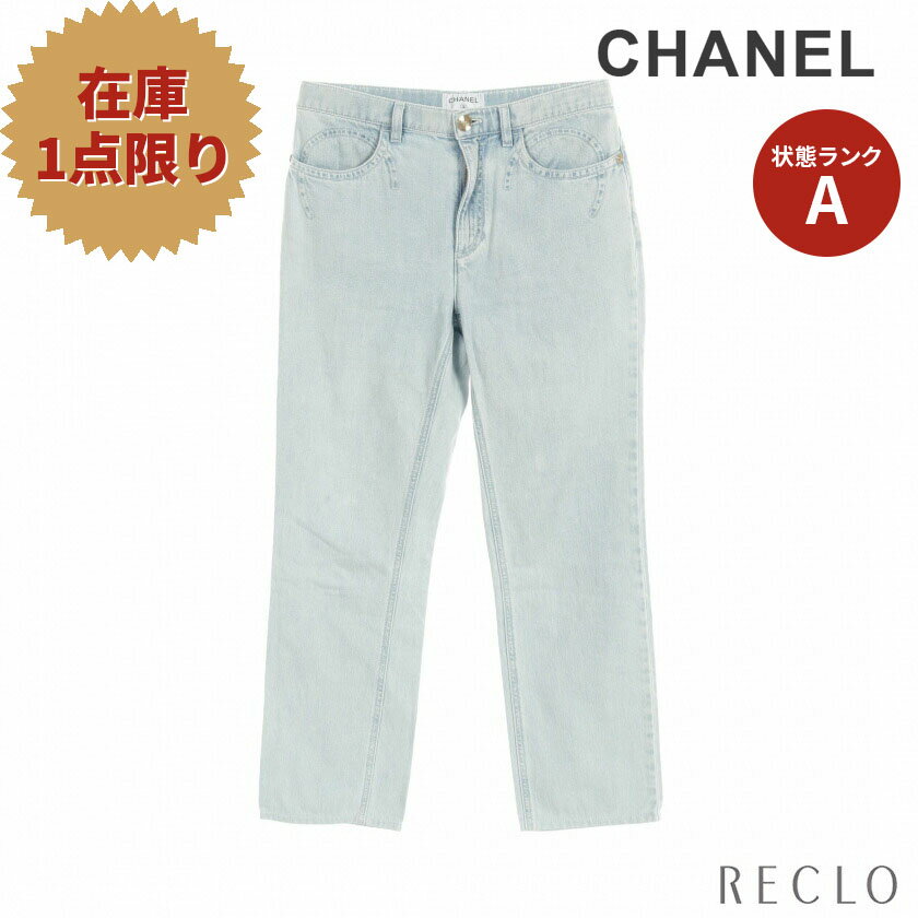 シャネル P63212 COCO デニムパンツ ジーンズ フェード CC ロゴ ステッチ リベット レディース サイズ 38 ブラック グレー 黒 灰 CHANEL シャネル P63212 COCO デニムパンツ ジーンズ フェード CC ロゴ ステッチ リベット レディース サイズ 38 ブラック グレー 黒 灰 CHANEL